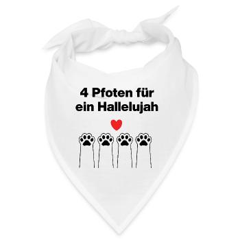 4 Pfoten für ein Hallelujah – Catlover, Katzliebe - Bandana - Weiß - Vorne