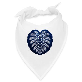 Monstera Blatt Blau Weiß – Tropische Pflanzenkunst - Bandana - Weiß - Vorne