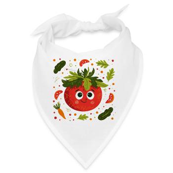 Fröhliche Tomate mit Kräuterkrone - Bandana - Weiß - Vorne