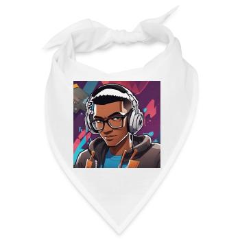 Neon Gamer Avatar mit Kopfhörern - Bandana - Weiß - Vorne