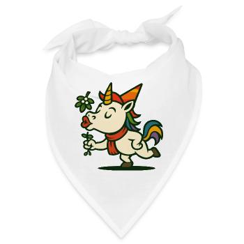 Küssende Einhorn-Mistelzweige Niedliche Weihnachtskunst - Bandana - Weiß - Vorne