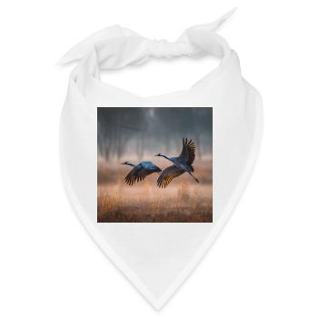 Kraniche Morgennebel Zugvögel Golden Light - Bandana - Weiß - Vorne
