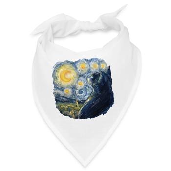 Katze im Sternennacht-Stil Van Gogh - Bandana - Weiß - Vorne