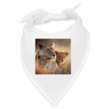 Löwenmutter mit Jungtier – Zärtlichkeit pur - Bandana - Weiß - Vorne