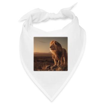 Majestätisch im Abendlicht, der Löwenkönig  - Bandana - Weiß - Vorne