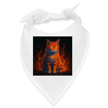 Der flammende Blick der Feuerkatze - Bandana - Weiß - Vorne