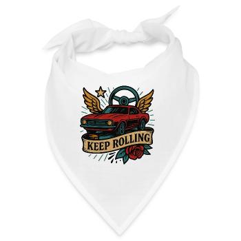Keep Rolling Vintage Car - Bandana - Weiß - Vorne