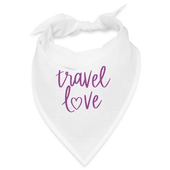 Travel Love Schriftzug Herz - Bandana - Weiß - Vorne