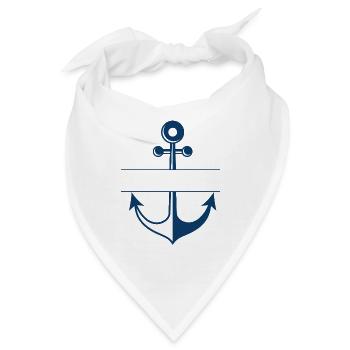 Personalisierter blauer Angelanker - Bandana - Weiß - Vorne