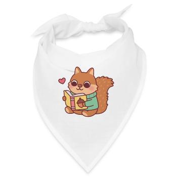 Niedliches Eichhörnchen liest ein Buch - Bandana - Weiß - Vorne