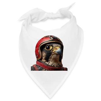Falke mit Rennhelm Vintage Motorrad Greifvogel - Bandana - Weiß - Vorne