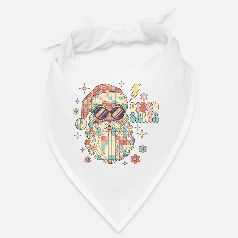 Techno Disco Weihnachtsmann Discokugel Lustig - Bandana - Weiß