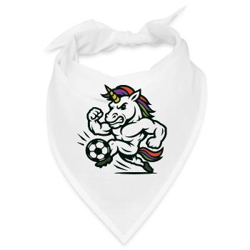 Power Unicorn Fußballmaskottchen Schnell sprintet - Bandana - Weiß - Vorne