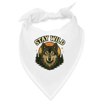 Bleib wild: Wolf im Abendwald - Bandana - Weiß - Vorne
