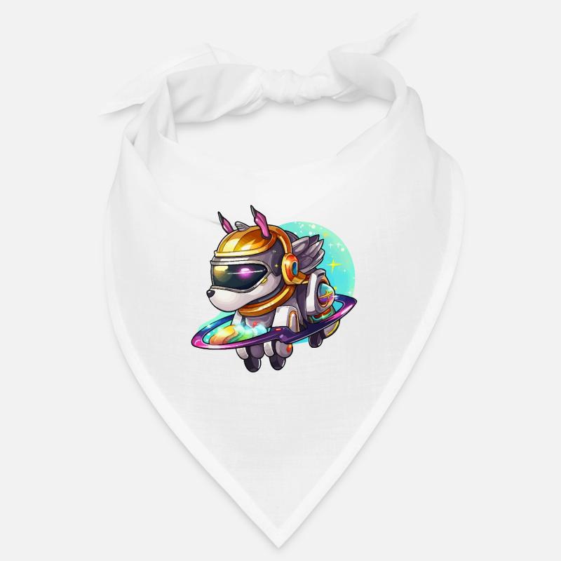 Chien de l’espace sur un hoverboard - Bandana - blanc
