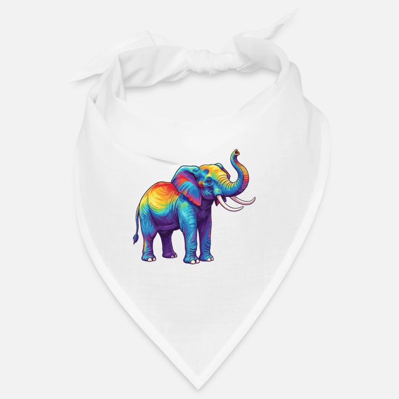 Aquarelle Pop Art Coloré d’Éléphant Arc-en-ciel Bandana