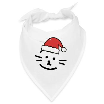 Cat with christmas hat - Bandana - Weiß - Vorne