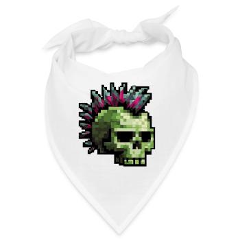 Pixel Punk Skull - Bandana - Weiß - Vorne