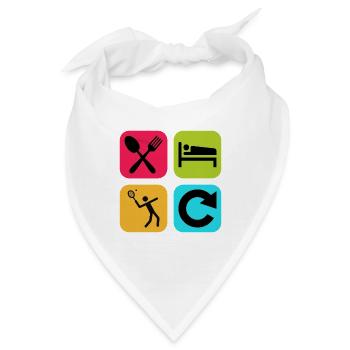 Essen, schlafen, schlafen, Tennis wiederholen, lustiges Zitat, Court. - Bandana - Weiß - Vorne