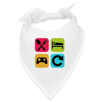 Essen, schlafen, spielen, wiederholen, lustiges Zitat, Gamer, - Bandana - Weiß - Vorne