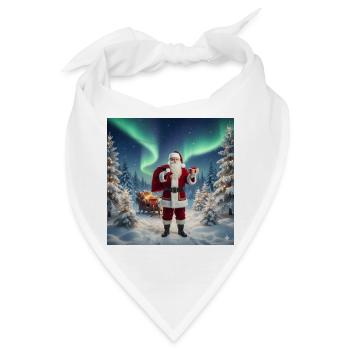 Nordlicht Santa im Winterwald - Bandana - Weiß - Vorne