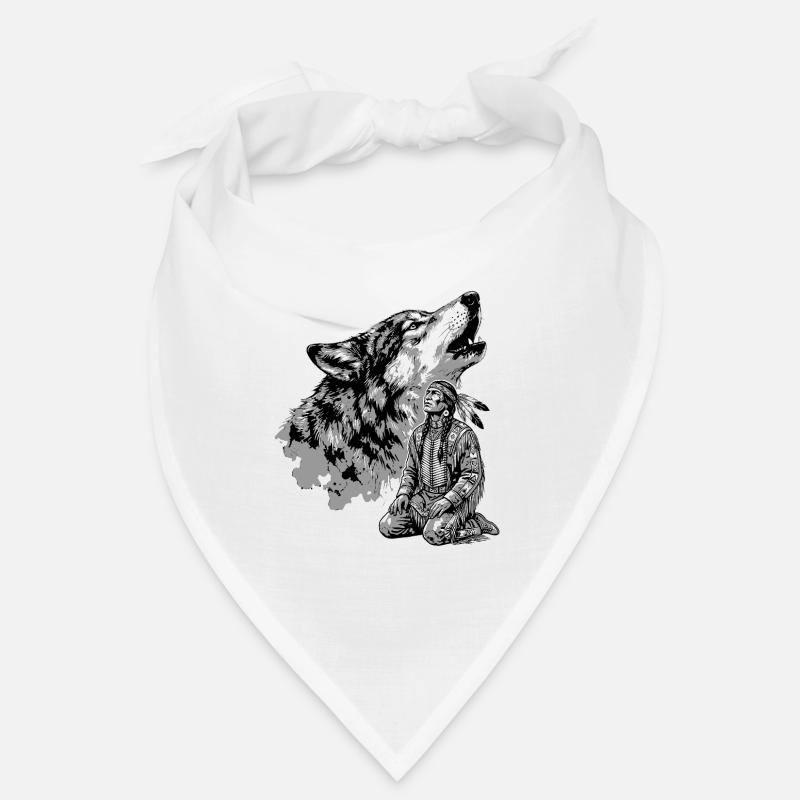Indianer Krieger mit heulendem Wolf Bandana