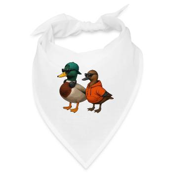 Enten Paar im coolen Look - Bandana - Weiß - Vorne