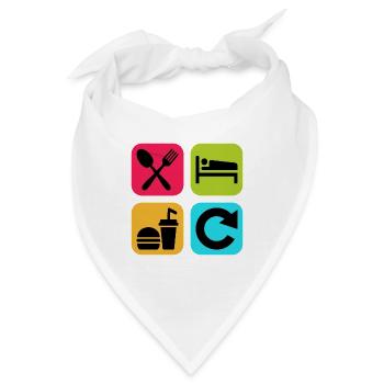 Essen, Schlaf, Essen wiederholen, lustiges Zitat, Koch. - Bandana - Weiß - Vorne