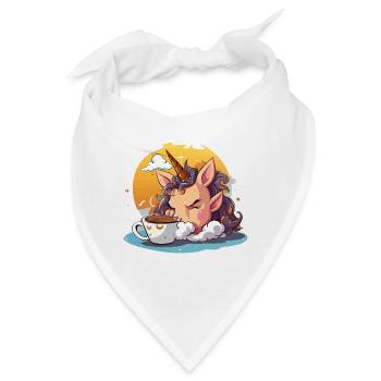 Kaffee-Unicorn im Morgenlicht - Bandana - Weiß - Vorne