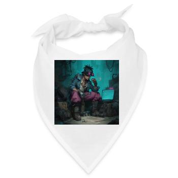 Lucky Cyberpirate Portrait - Bandana - Weiß - Vorne