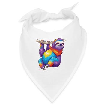 Buntes Faultier-Regenbogen-Pop-Art-Aquarell - Bandana - Weiß - Vorne