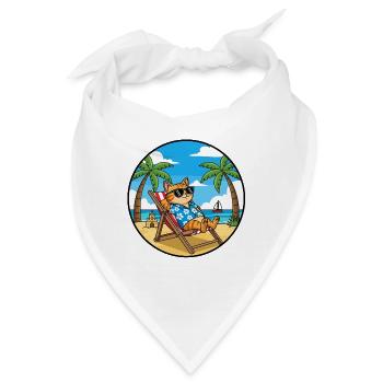 Coole Cat Beach Urlaub im Sommer - Bandana - Weiß - Vorne