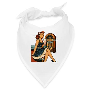 Rockabilly 50er Diner Milchshake Jukebox Retro  - Bandana - Weiß - Vorne