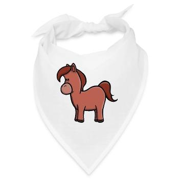 Niedlicher brauner Pferd-Kawaii-Pony-Cartoon - Bandana - Weiß - Vorne