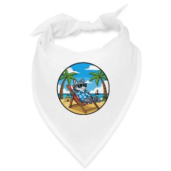 Coole Wolf Beach Urlaubs-Sommervibes - Bandana - Weiß - Vorne