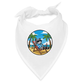 Coole Raccoon Beach Urlaubs-Sommervibes - Bandana - Weiß - Vorne