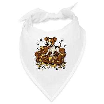 Jack Russell Terrier witzig Hundespuren Geschenk - Bandana - Weiß - Vorne