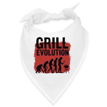 Grill Evolution Lustiger Grillmeister Spruch - Bandana - Weiß - Vorne