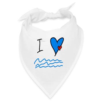 Meeresliebe Herz Wellen Illustration - Bandana - Weiß - Vorne