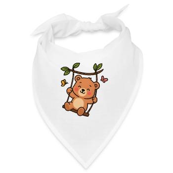 Kleiner Bär auf Schaukel - Bandana - Weiß - Vorne