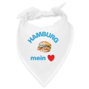 Hamburg ❤️, Fischbrötchen Love! Fischkopp - Bandana - Weiß - Vorne