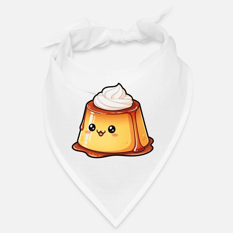 Pudding au caramel kawaï - Bandana - blanc