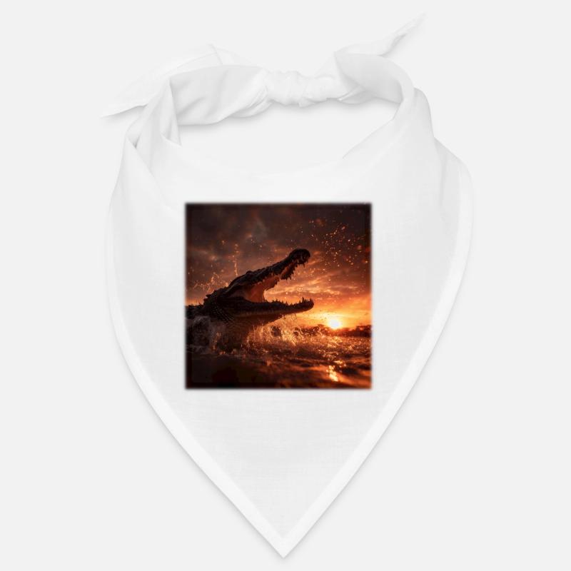 Wild Crocodile Action Sunset River Bandana
