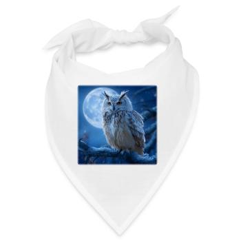 Schnee-Eule im Vollmond: Magische Winternacht - Bandana - Weiß - Vorne