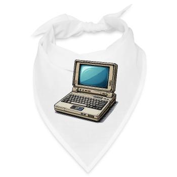  Laptop Retro-Computer Vintage Stil Illustration - Bandana - Weiß - Vorne