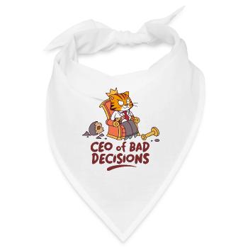 Katzen-CEO: CEO of Bad Decisions - Bandana - Weiß - Vorne