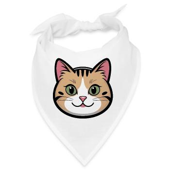 Katzenkopf Lächeln Cartoon - Bandana - Weiß - Vorne