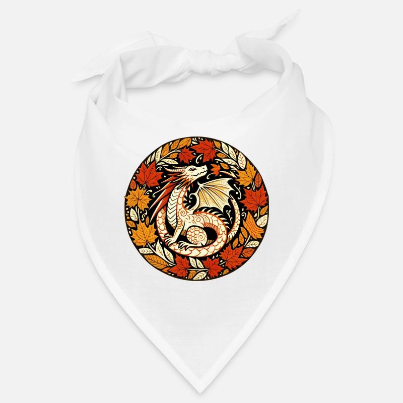 Autumn Dragon Circular Leaf Pattern Bandana
