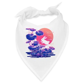 Neonhasen-Lotuswald im Abendlicht - Bandana - Weiß - Vorne