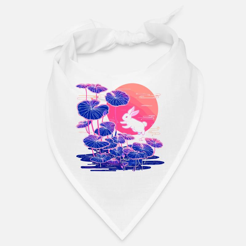 Neon bunny lotus forest in the evening light Bandana